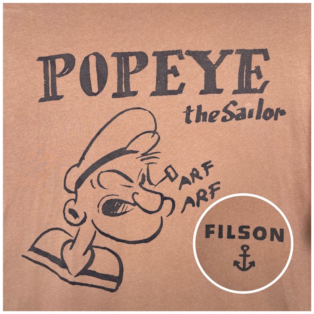 C.C. Filson Popeye the Sailor Graphic T-Shirt Mens XL Brown Cotton Cartoon Tee